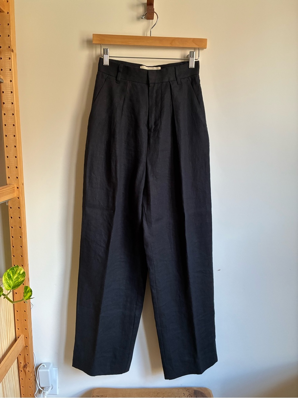 Mara Hoffman Hemp Black Wide-Leg High-Waist Trousers